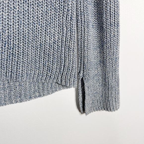 Theory Womens P XSmall Blue Lalora Linen Blend Cut Out Sweater Open Knit Cotton - Picture 6 of 11